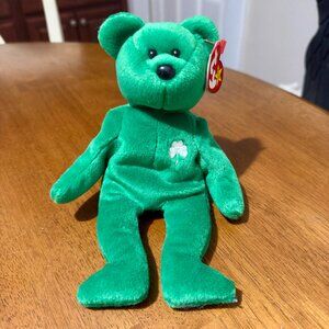 TY BEANIE BABY ERIN BEAR ST PATRICKS DAY 1997 GREEN SHAMROCK
